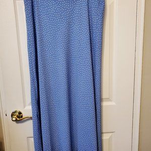 Loft Flowy Blue Polka Dot Maxi Skirt